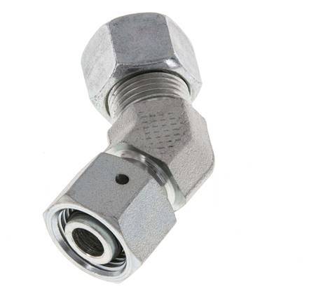 Accesorio de corte en codo de 45 grados de acero galvanizado 12L con rótula 315 bar Cono de sellado con junta tórica NBR ajustable ISO 8434-1