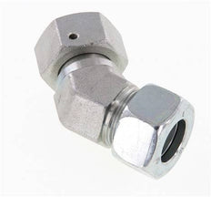 Accesorio de corte en codo de 45 grados de acero galvanizado 18L con rótula 315 bar Cono de sellado con junta tórica NBR ajustable ISO 8434-1