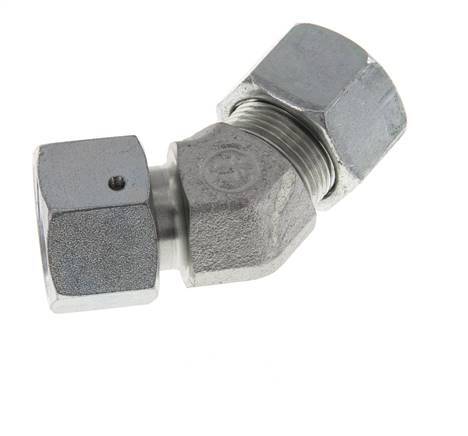 16S Zink plated Steel 45deg Elbow Cutting Fitting with Swivel 400 bar NBR O-ring Sealing Cone Adjustable ISO 8434-1