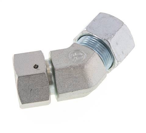 20S Codo de acero galvanizado de 45 grados con rótula de 400 bar Cono de cierre con junta tórica de NBR Ajustable ISO 8434-1