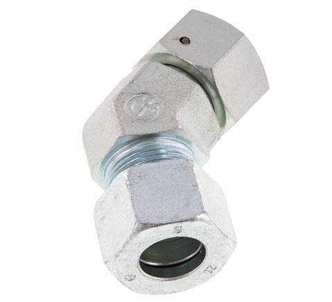 20S Zink plated Steel 45deg Elbow Cutting Fitting with Swivel 400 bar NBR O-ring Sealing Cone Adjustable ISO 8434-1