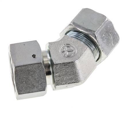 25S Zink plated Steel 45deg Elbow Cutting Fitting with Swivel 400 bar NBR O-ring Sealing Cone Adjustable ISO 8434-1