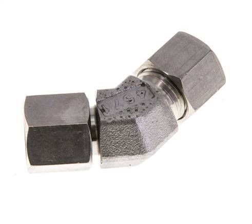 Accesorio de corte en codo de 45 grados de acero inoxidable 10L con rótula 315 bar Cono de sellado con junta tórica FKM ajustable ISO 8434-1