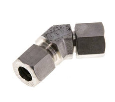 Accesorio de corte en codo de 45 grados de acero inoxidable 10L con rótula 315 bar Cono de sellado con junta tórica FKM ajustable ISO 8434-1
