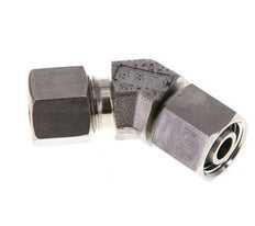Accesorio de corte en codo de 45 grados de acero inoxidable 10L con rótula 315 bar Cono de sellado con junta tórica FKM ajustable ISO 8434-1