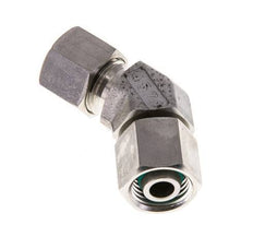 Accesorio de corte en codo de 45 grados de acero inoxidable 10L con rótula 315 bar Cono de sellado con junta tórica FKM ajustable ISO 8434-1