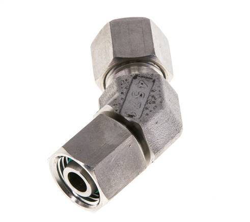 Accesorio de corte en codo de 45 grados de acero inoxidable 10L con rótula 315 bar Cono de sellado con junta tórica FKM ajustable ISO 8434-1