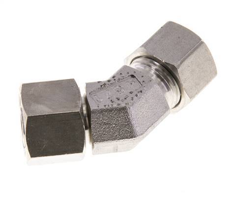 Accesorio de corte en codo de 45 grados de acero inoxidable 12L con rótula 315 bar Cono de sellado con junta tórica FKM ajustable ISO 8434-1