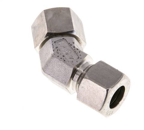 Accesorio de corte en codo de 45 grados de acero inoxidable 12L con rótula 315 bar Cono de sellado con junta tórica FKM ajustable ISO 8434-1