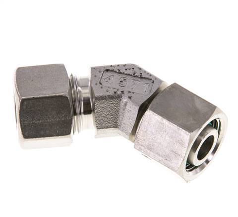 Accesorio de corte en codo de 45 grados de acero inoxidable 12L con rótula 315 bar Cono de sellado con junta tórica FKM ajustable ISO 8434-1