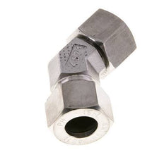 Accesorio de corte en codo de 45 grados de acero inoxidable 15L con rótula 315 bar Cono de sellado con junta tórica de FKM ajustable ISO 8434-1