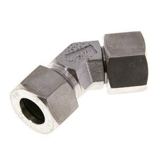Accesorio de corte en codo de 45 grados de acero inoxidable 15L con rótula 315 bar Cono de sellado con junta tórica de FKM ajustable ISO 8434-1