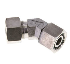 Accesorio de corte en codo de 45 grados de acero inoxidable 15L con rótula 315 bar Cono de sellado con junta tórica de FKM ajustable ISO 8434-1