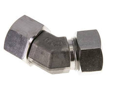 Accesorio de corte en codo de 45 grados de acero inoxidable 22L con rótula 160 bar Cono de sellado con junta tórica FKM ajustable ISO 8434-1
