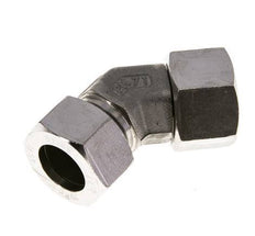 Accesorio de corte en codo de 45 grados de acero inoxidable 22L con rótula 160 bar Cono de sellado con junta tórica FKM ajustable ISO 8434-1