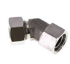 Accesorio de corte en codo de 45 grados de acero inoxidable 22L con rótula 160 bar Cono de sellado con junta tórica FKM ajustable ISO 8434-1