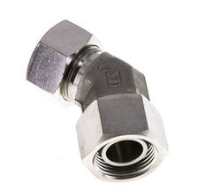 Accesorio de corte en codo de 45 grados de acero inoxidable 22L con rótula 160 bar Cono de sellado con junta tórica FKM ajustable ISO 8434-1