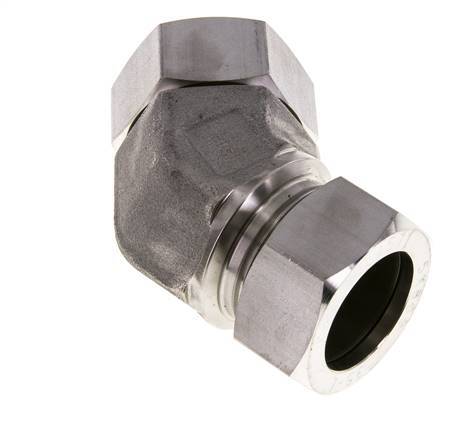 35L Stainless Steel 45deg Elbow Cutting Fitting with Swivel 160 bar FKM O-ring Sealing Cone Adjustable ISO 8434-1