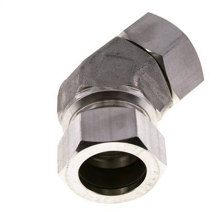 35L Stainless Steel 45deg Elbow Cutting Fitting with Swivel 160 bar FKM O-ring Sealing Cone Adjustable ISO 8434-1