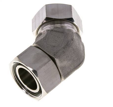 35L Stainless Steel 45deg Elbow Cutting Fitting with Swivel 160 bar FKM O-ring Sealing Cone Adjustable ISO 8434-1