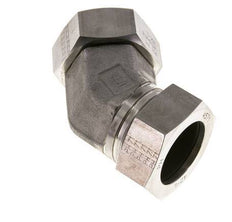 Accesorio de corte en codo de 45 grados de acero inoxidable 42L con rótula 160 bar Cono de sellado con junta tórica FKM ajustable ISO 8434-1