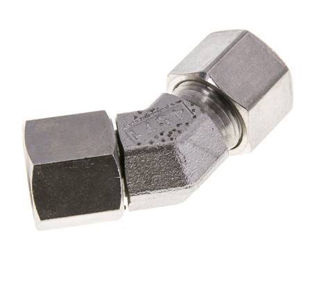 10S Codo de acero inoxidable de 45 grados con rótula de 630 bar Cono de sellado con junta tórica de FKM ajustable ISO 8434-1