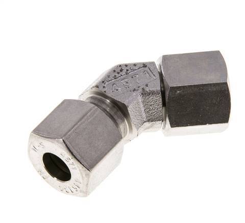 10S Codo de acero inoxidable de 45 grados con rótula de 630 bar Cono de sellado con junta tórica de FKM ajustable ISO 8434-1