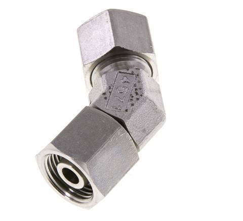 10S Codo de acero inoxidable de 45 grados con rótula de 630 bar Cono de sellado con junta tórica de FKM ajustable ISO 8434-1