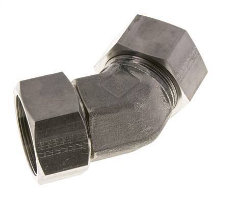 38S Stainless Steel 45deg Elbow Cutting Fitting with Swivel 315 bar FKM O-ring Sealing Cone Adjustable ISO 8434-1