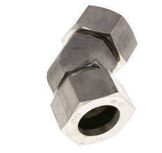 Accesorio de corte en codo de 45 grados de acero inoxidable 38S con rótula 315 bar Cono de sellado con junta tórica de FKM ajustable ISO 8434-1