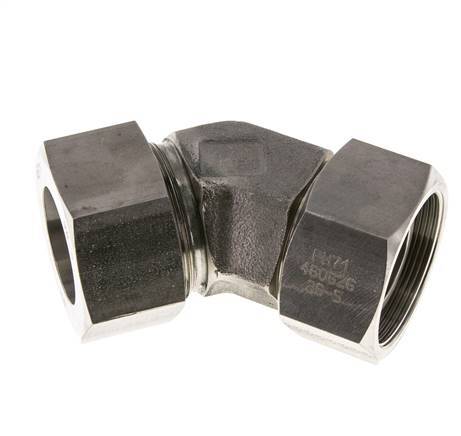 Accesorio de corte en codo de 45 grados de acero inoxidable 38S con rótula 315 bar Cono de sellado con junta tórica de FKM ajustable ISO 8434-1