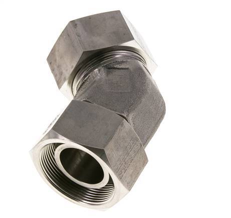 Accesorio de corte en codo de 45 grados de acero inoxidable 38S con rótula 315 bar Cono de sellado con junta tórica de FKM ajustable ISO 8434-1