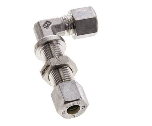 8L Stainless Steel Elbow Compression Fitting Bulkhead 315 bar ISO 8434-1