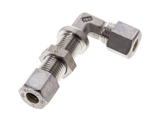 8L Stainless Steel Elbow Compression Fitting Bulkhead 315 bar ISO 8434-1