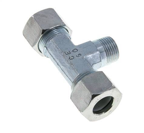 15L & M18x1.5 (con) Zink plated Steel T-Shape Tee Cutting Fitting with Male Threads 315 bar ISO 8434-1