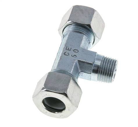 15L & M18x1.5 (con) Zink plated Steel T-Shape Tee Cutting Fitting with Male Threads 315 bar ISO 8434-1