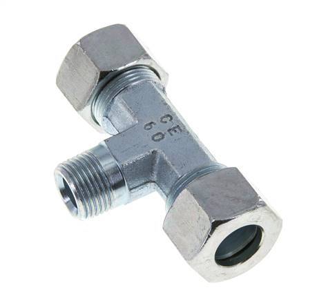 15L & M18x1.5 (con) Zink plated Steel T-Shape Tee Cutting Fitting with Male Threads 315 bar ISO 8434-1