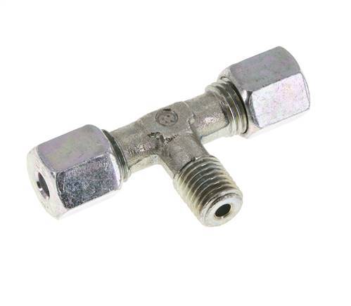 6S y M12x1,5 (con) Accesorio de corte en T de acero galvanizado con rosca macho 640 bar ISO 8434-1