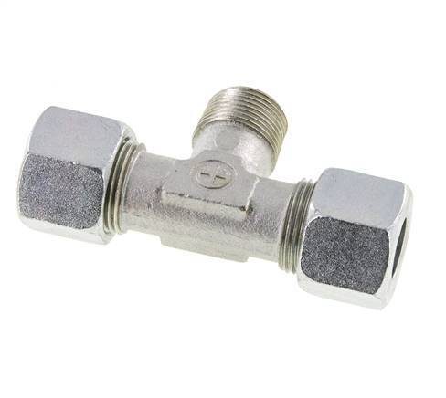 14S & M20x1.5 (con) Zink plated Steel T-Shape Tee Cutting Fitting with Male Threads 640 bar ISO 8434-1