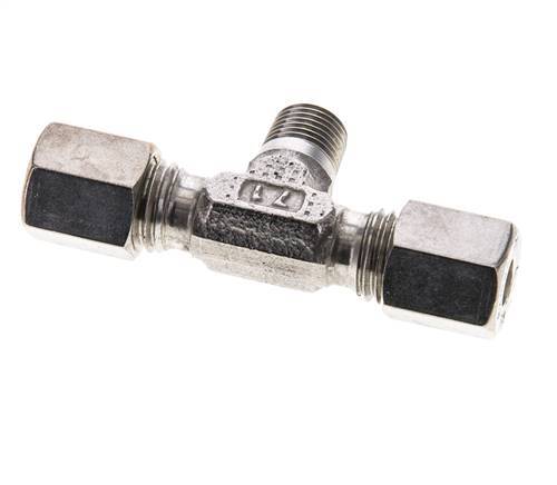 6L & M10x1 (con) Stainless Steel T-Shape Tee Compression Fitting with Male Threads 315 bar ISO 8434-1
