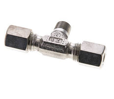 6L & M10x1 (con) Stainless Steel T-Shape Tee Compression Fitting with Male Threads 315 bar ISO 8434-1