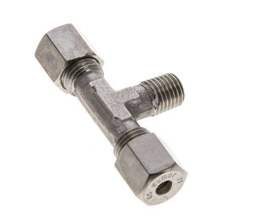 6S & M12x1.5 (con) Stainless Steel T-Shape Tee Compression Fitting with Male Threads 500 bar ISO 8434-1