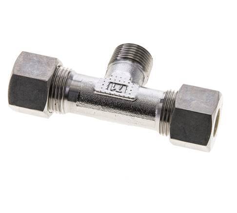12S & M18x1.5 (con) Stainless Steel T-Shape Tee Compression Fitting with Male Threads 400 bar ISO 8434-1