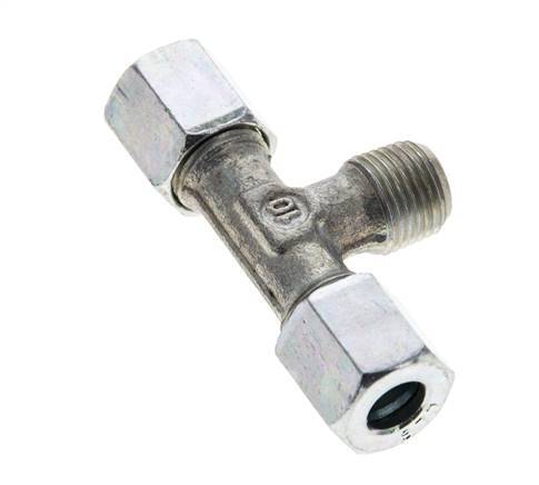 6LL & R1/8'' Zink plated Steel T-Shape Tee Cutting Fitting with Male Threads 100 bar ISO 8434-1