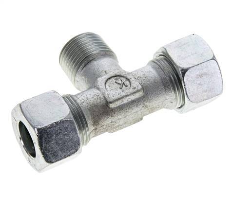 Accesorio de corte en T de acero galvanizado 15L y R1/2'' con rosca macho 315 bar ISO 8434-1