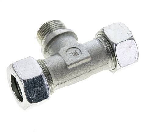 Racor en T de acero galvanizado 22L y G3/4'' con rosca macho 160 bar ISO 8434-1