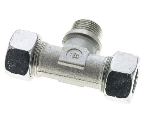 Racor en T de acero galvanizado 22L y G3/4'' con rosca macho 160 bar ISO 8434-1