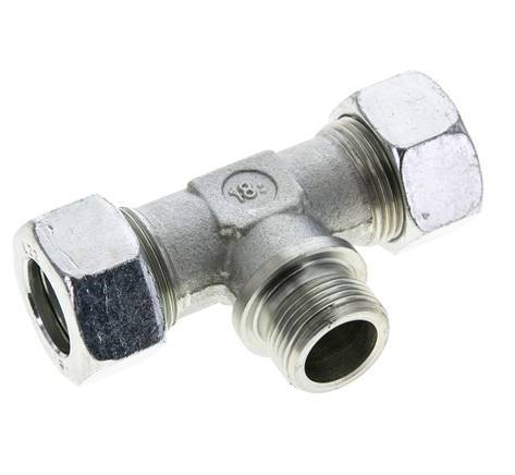 Racor en T de acero galvanizado 22L y G3/4'' con rosca macho 160 bar ISO 8434-1