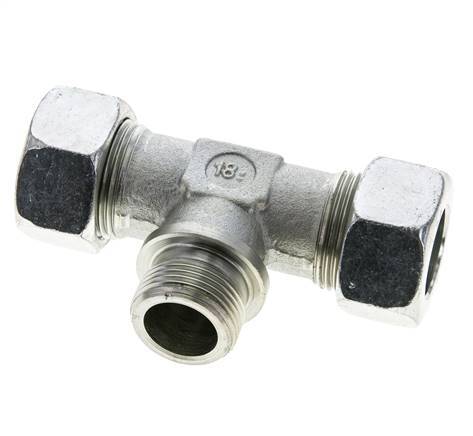 Racor en T de acero galvanizado 22L y G3/4'' con rosca macho 160 bar ISO 8434-1