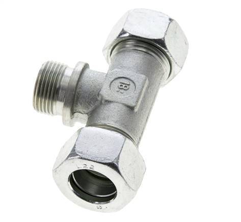 Racor en T de acero galvanizado 22L y G3/4'' con rosca macho 160 bar ISO 8434-1